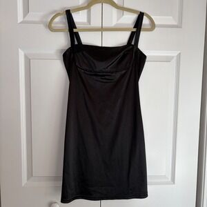 Cider Black Mini Satin Slip Dress  Women's Size Small Minimalist Whimsigoth
